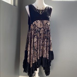 Sheer dress with velvet detailing.